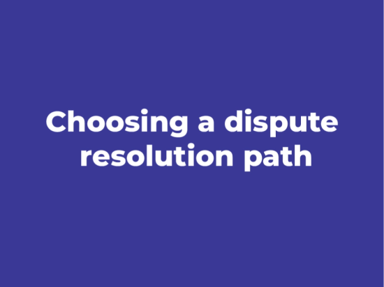 Choosing a dispute resolution path